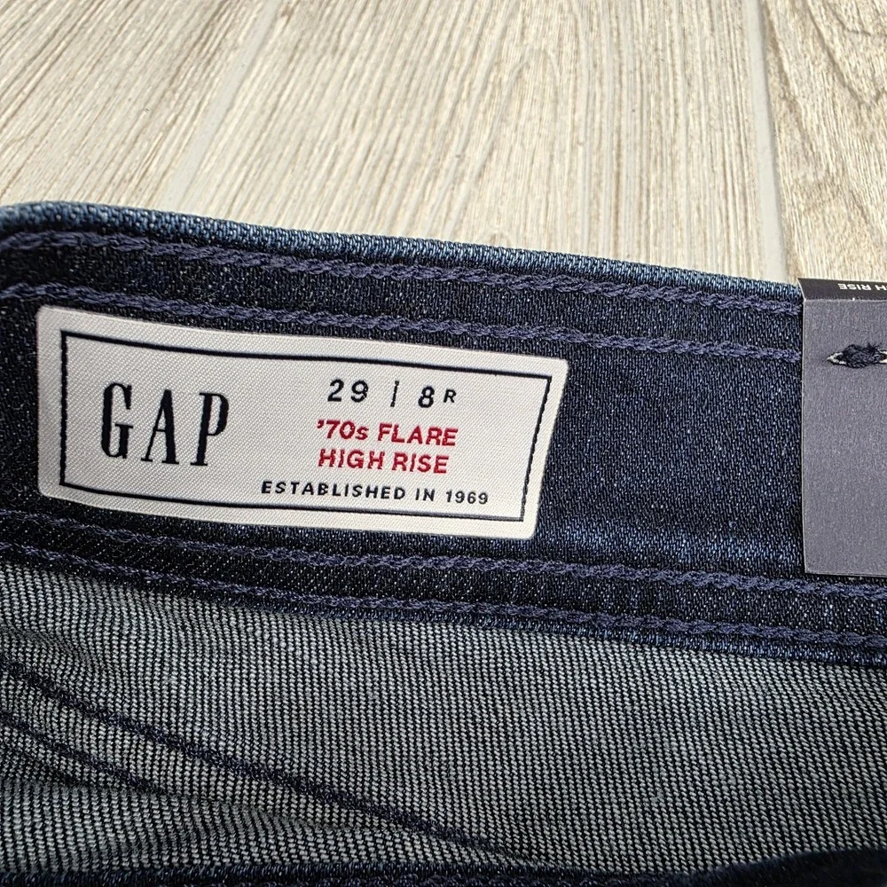 GAP High Rise Jeans Womens Flare Blue 70s Style Stretch Denim NWT Size 29‎